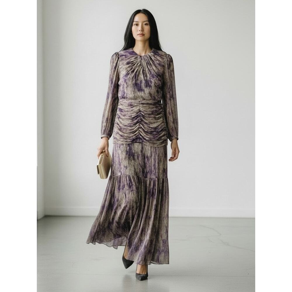 Dress the Population Women's Lucille Printed Ruched Gown Multicolor Size XS NWOT